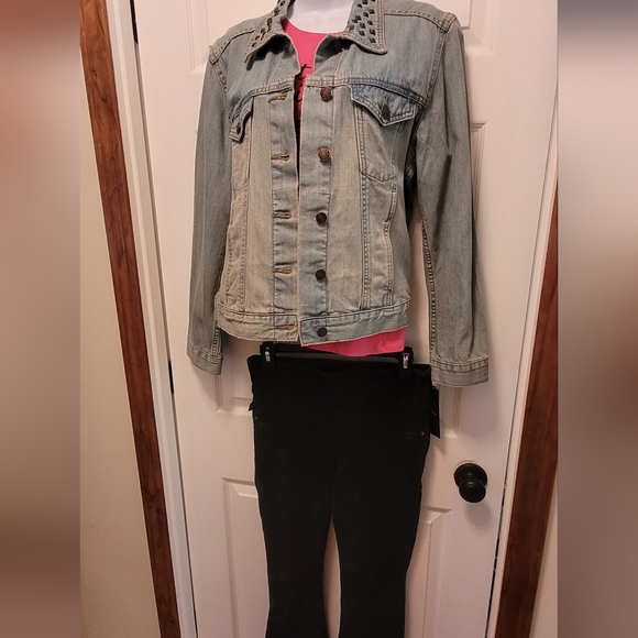 Rock & Rupublic Studded Denim Jacket with Black Pants - Picture 1 of 10